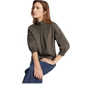 Everlane Funnel Neck Smock Top Crocodile 🐊 Green XL